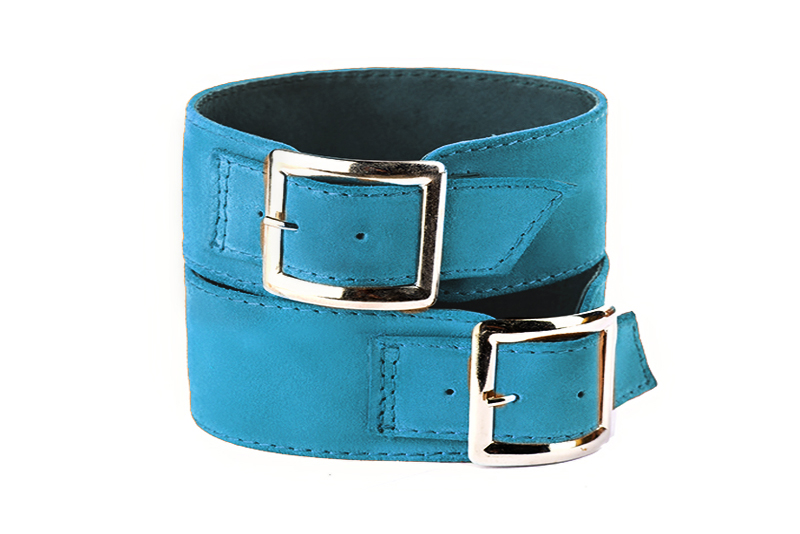 Turquoise blue women's calf bracelets, to wear over boots - Florence KOOIJMAN
